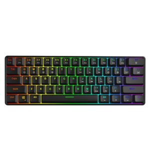 Skyloong GK61 Black Tri-mode Wireless RGB Mechanical Keyboard – Yellow Switches