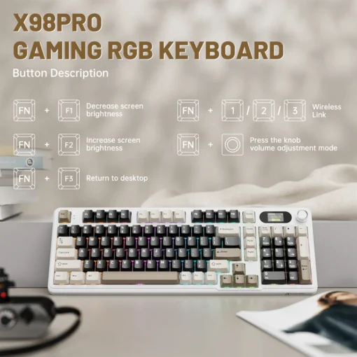 ATTACK SHARK X98Pro Wireless Mechanical RGB Gaming Keyboard – Cheese White/Star Black/Night Black/Blackberries